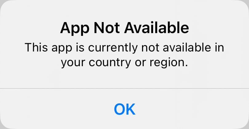 This app is currently not available in your country or region