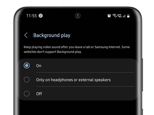 Play YouTube in the background using the Samsung Internet browser