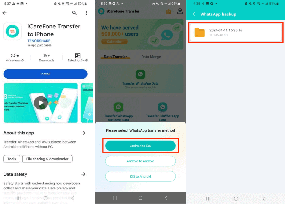 Steps for Transferring WhatsApp from iPhone Android to iPhone without Computer