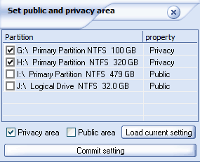 Public and Privacy area Settings - Storage Crypt