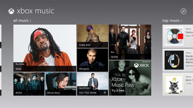 Xbox Music Home Screen