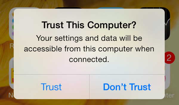 Trust this Computer on iOS 7