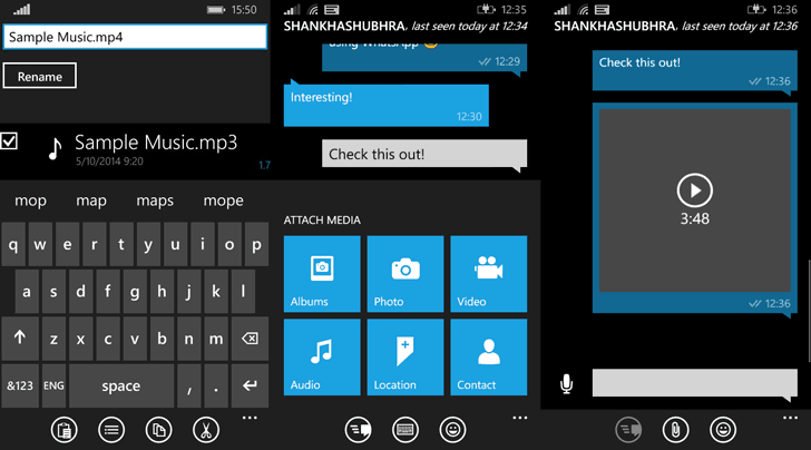 Send mp3 via WhatsApp on Windows Phone