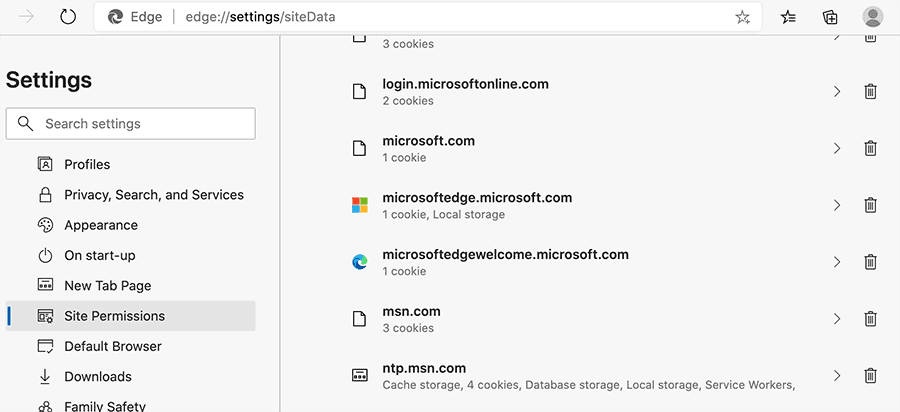 Clear site-specific cookies and cache in Microsoft Edge