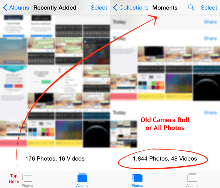 All Photos on iOS 8 - Old Camera Roll