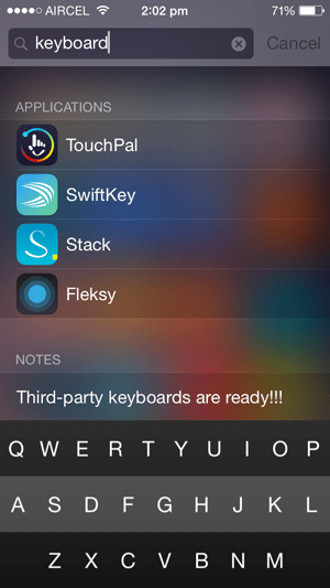 iOS 8 third-party Keyboard