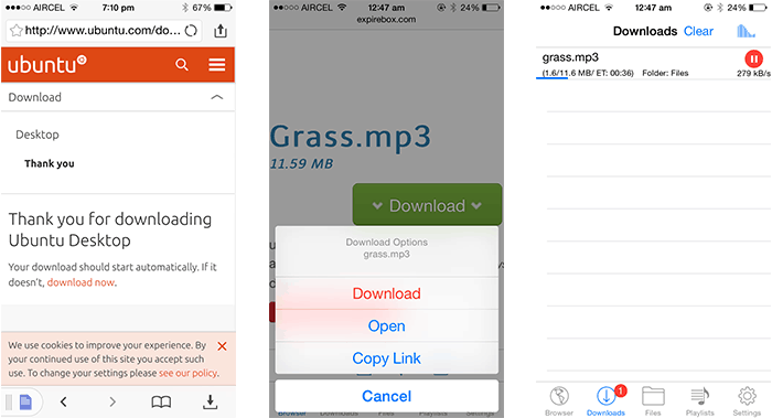Download files (mp3, Zip, PDF, etc.) on iOS