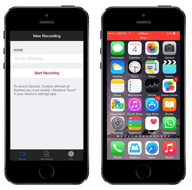 iOS screen recorder app for iPhone and iPad without jailbreak