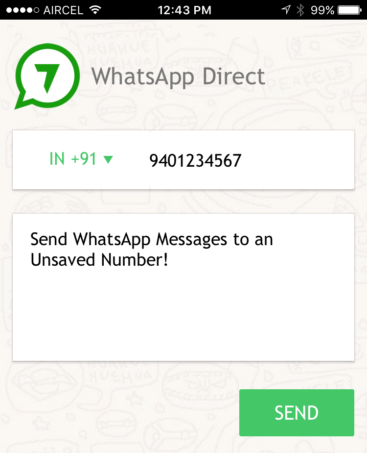 Send WhatsApp message without adding contact