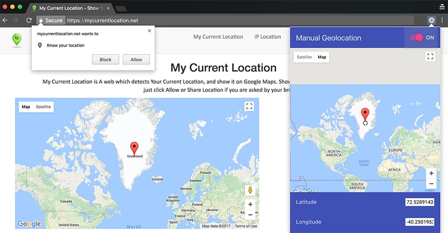 Change Browser Location Country in Chrome