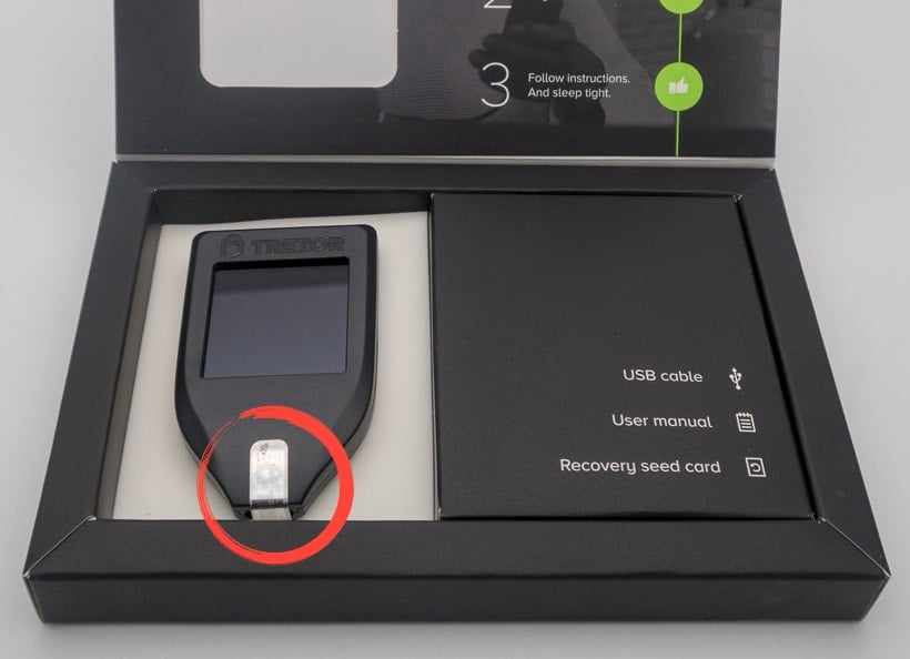 TREZOR Model T with anti-tampering sticker
