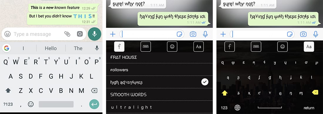Change font style and color in WhatsApp chat - iPhone, Android