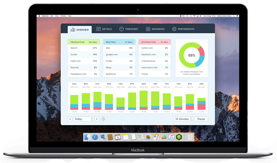 Mac Time Tracking and Productivity Improvement app