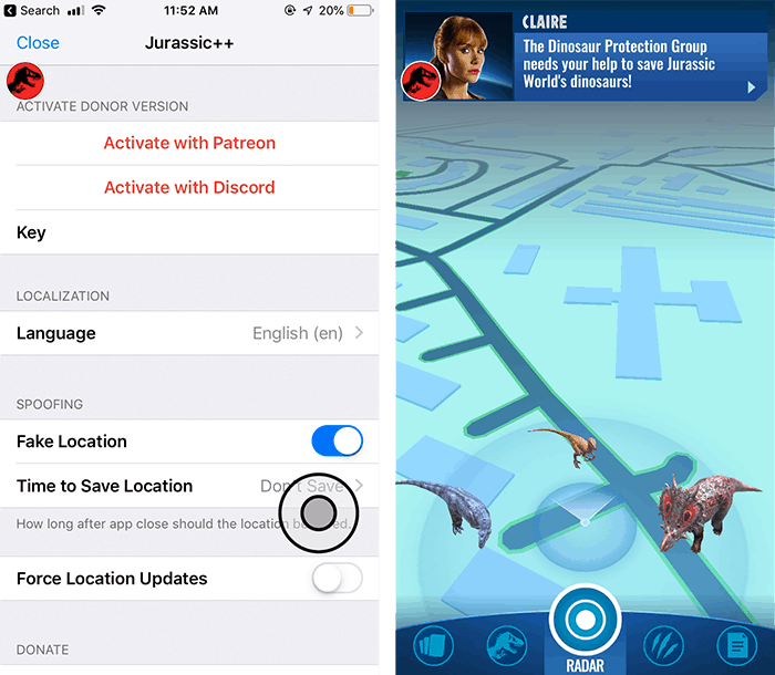 Como Spoof Jurassic World Alive GPS do iOS e Android