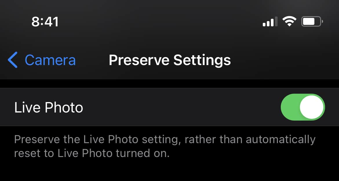 How to turn off Live Photos
