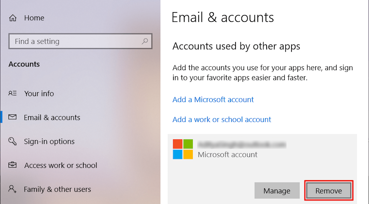 Remove Microsoft account from Windows 10, 11