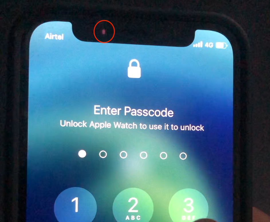 Face ID IR at work as user enters passcode