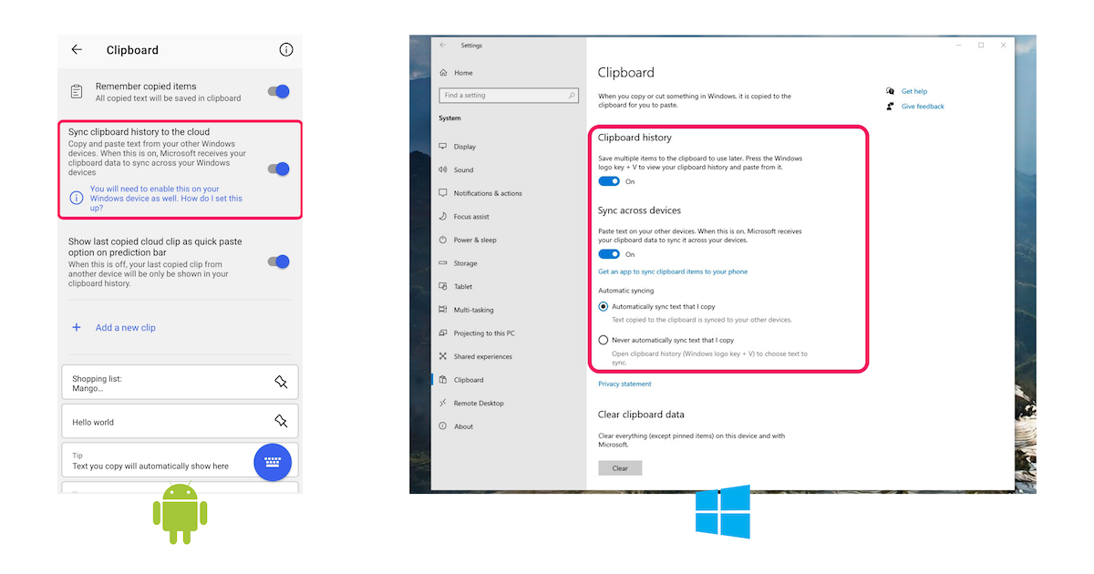 How to copy-paste (clipboard-sync) from Android to Windows, and vice versa