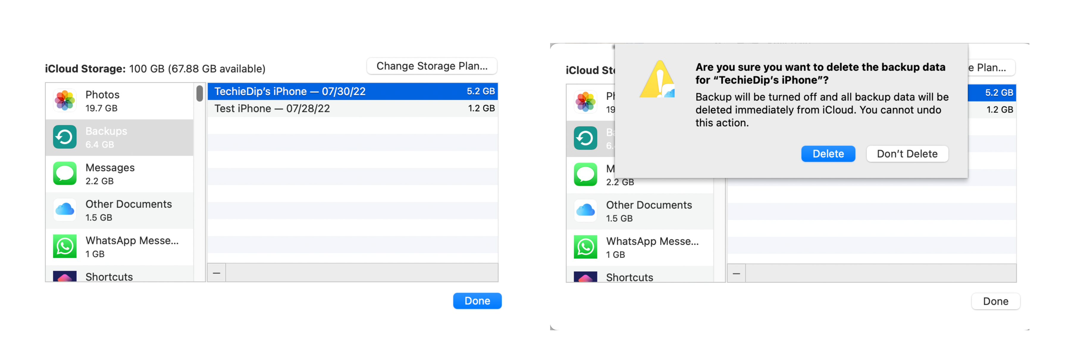 Delete unwanted device backups - Mac