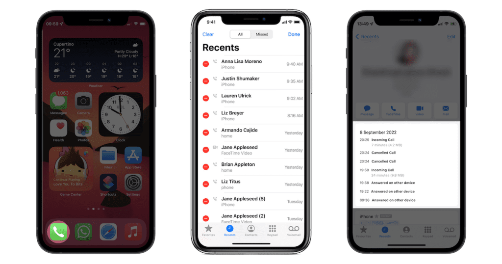 Check call history on iPhone